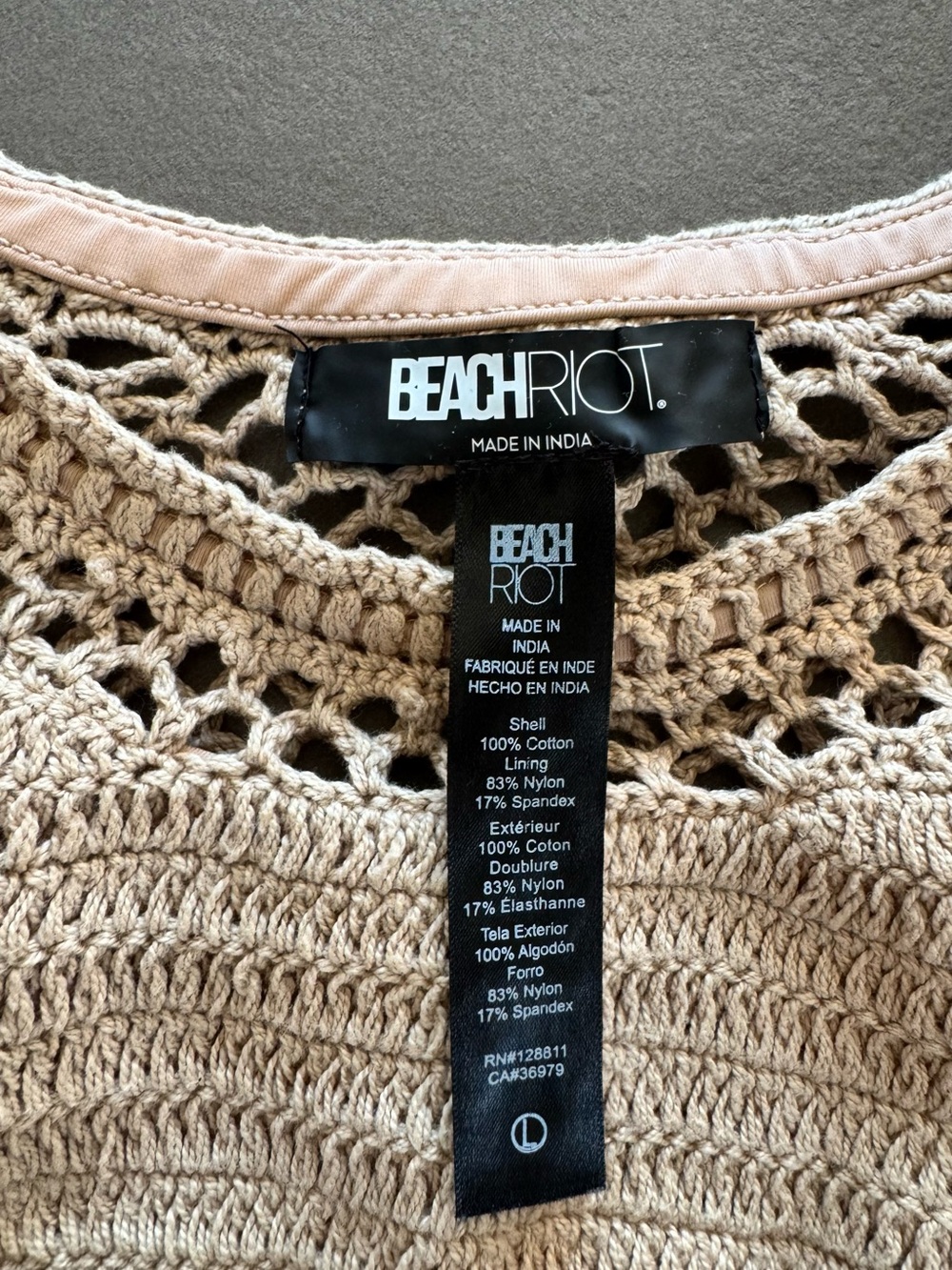 Beach Riot Neutral Beige Crochet High-Waist Bikini Set - Picture 3 of 4